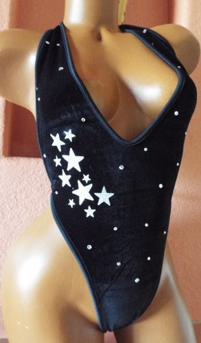 RAINING STARS  RHINESTONE VELVET TIE BACK ONSIE BY BLUE ORCHID