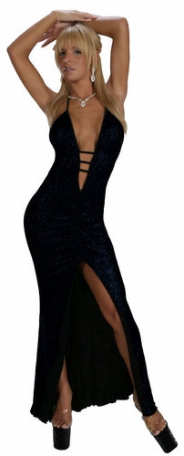 RITUAL GOWN IN LYCRA W/BLACK LACE INSERT IN REAR  BY BLUE ORCHID