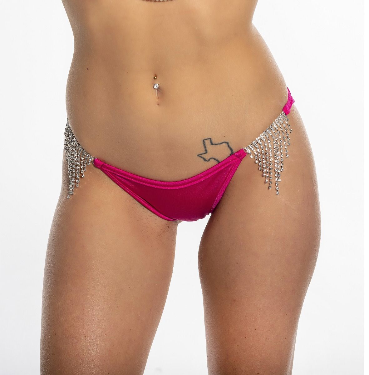 Brazilian Scrunch Back Bottom with Rhinestone Connector